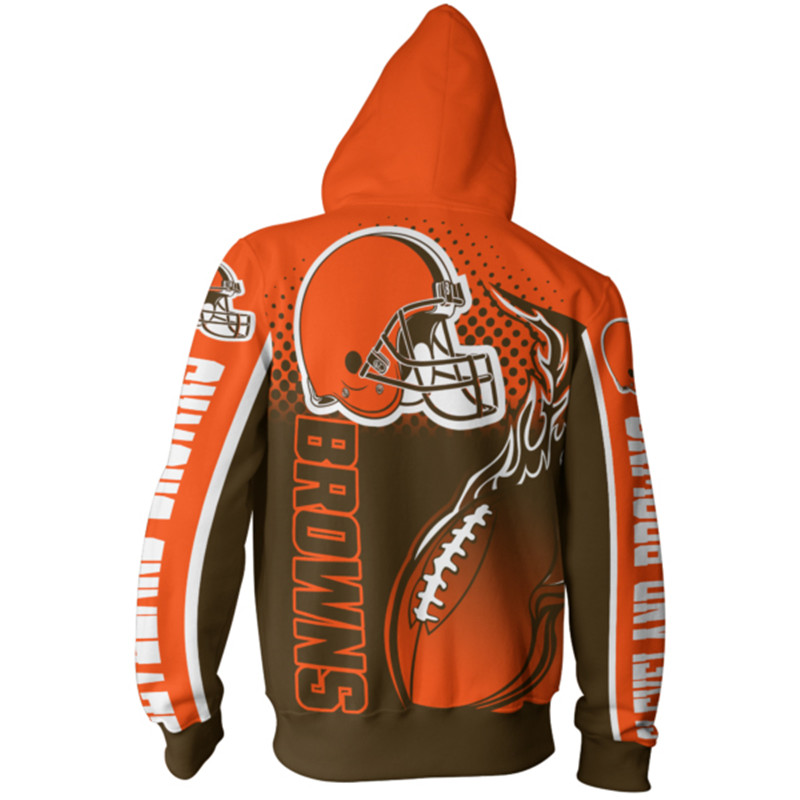 Cleveland Browns All Over Print Zip Hoodie Cute Flame Balls Graphic Gifts For Fans