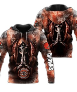 Cleveland Browns All Over Print Zip Hoodie Death Smoke Graphic Gifts For Fans