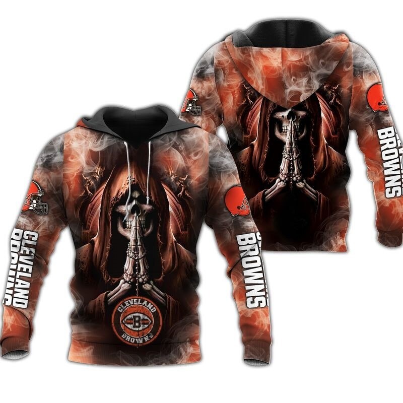 Cleveland Browns All Over Print Zip Hoodie Death Smoke Graphic Gifts For Fans