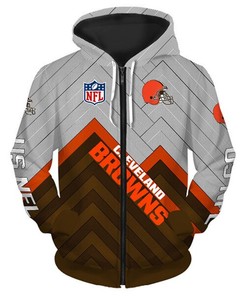 Cleveland Browns All Over Print Zip Hoodie Pullover Size S-5Xl