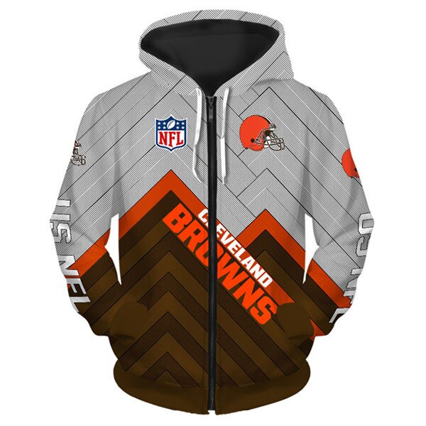 Cleveland Browns All Over Print Zip Hoodie Pullover Size S-5Xl