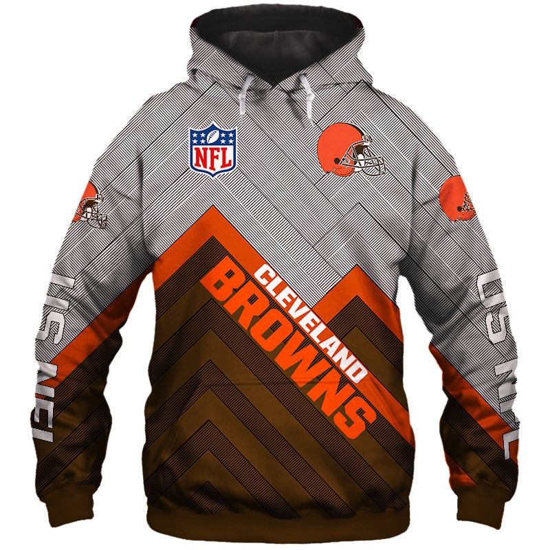Cleveland Browns All Over Print Zip Hoodie Pullover Size S-5Xl