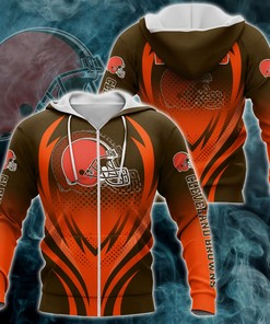 Cleveland Browns All Over Print Zipper Hoodie Graphic Gifts For Fans
