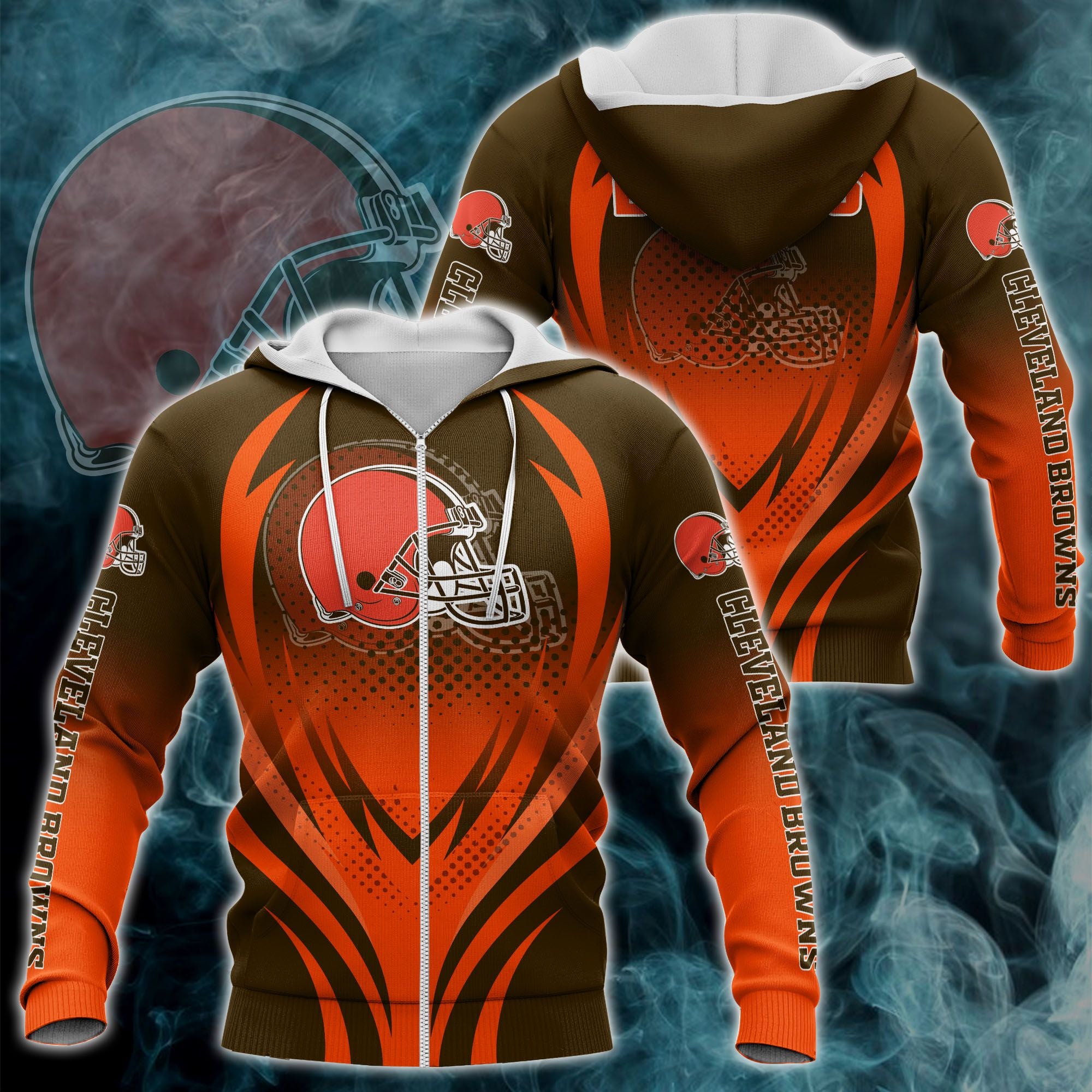 Cleveland Browns All Over Print Zipper Hoodie Graphic Gifts For Fans