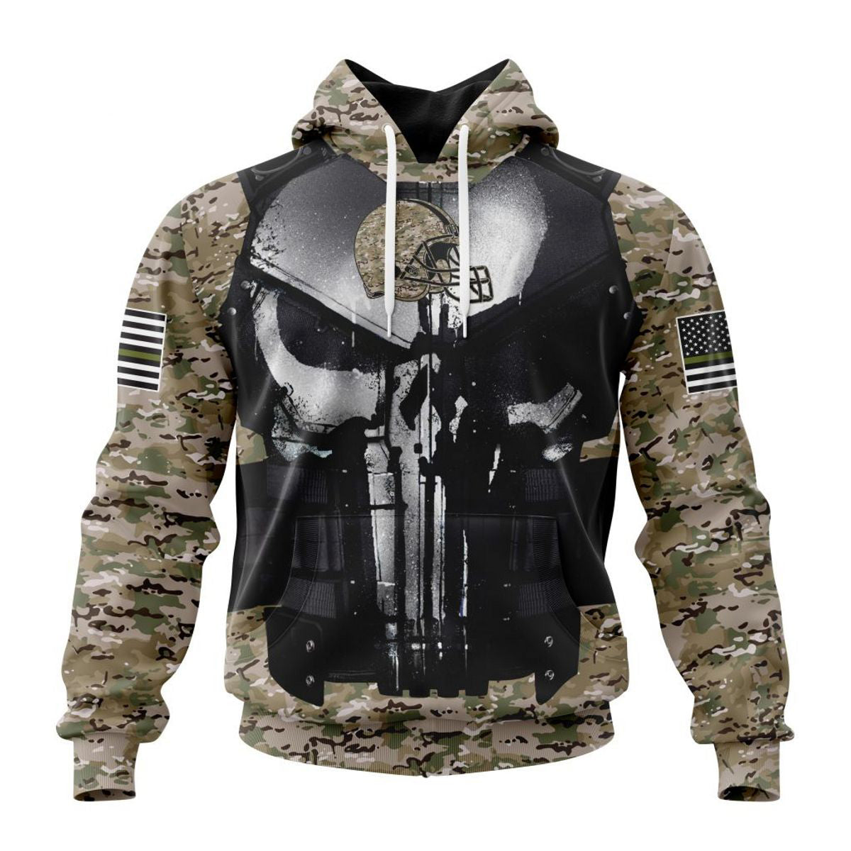 Cleveland Browns Camo Custom Name & Number All Over Print Hoodie Gifts For Fans
