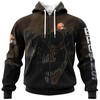 Cleveland Browns Custom Name & Number All Over Print Zip Hoodie 3D Skull Gifts For Fans