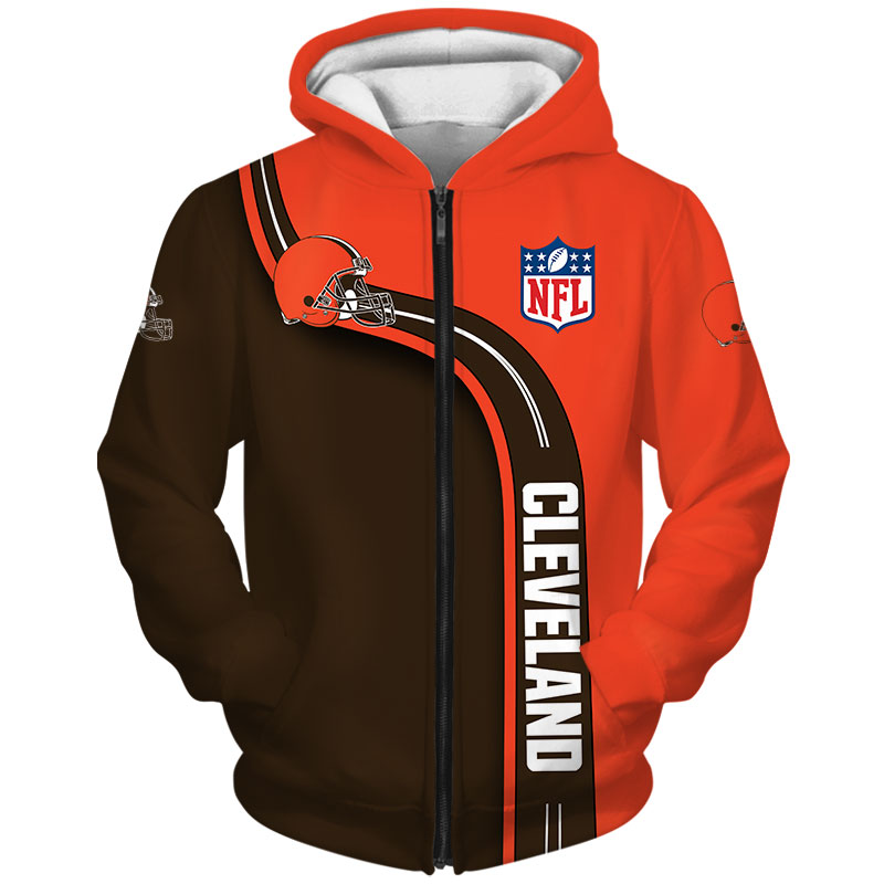 Cleveland Browns Cute All Over Print Zip Hoodie Pullover Gift For Fans