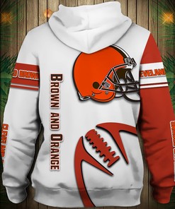 Cleveland Browns Graphic Balls All Over Print 3D Zip Hoodie Pullover