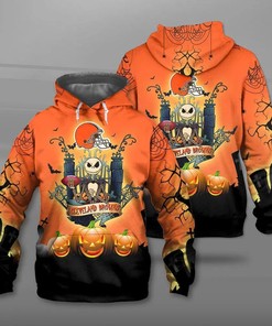 Cleveland Browns Halloween Costume Hoodie All Over Print 3D Jack Skellington Graphic Gifts For Fans