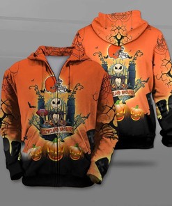 Cleveland Browns Halloween Costume Hoodie All Over Print 3D Jack Skellington Graphic Gifts For Fans