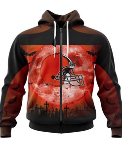 Cleveland Browns Halloween Custom Name & Number All Over Print 3D Hoodie Gifts For Fans
