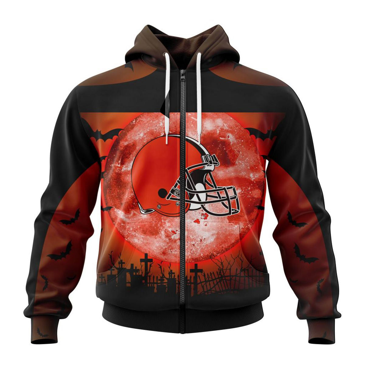 Cleveland Browns Halloween Custom Name & Number All Over Print 3D Hoodie Gifts For Fans