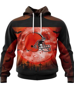 Cleveland Browns Halloween Custom Name & Number All Over Print 3D Hoodie Gifts For Fans