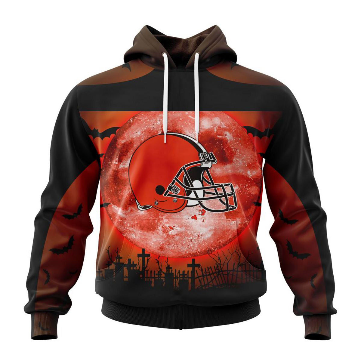 Cleveland Browns Halloween Custom Name & Number All Over Print 3D Hoodie Gifts For Fans