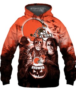 Cleveland Browns Halloween Horror Night All Over Print 3D Hoodie Gifts For Fans