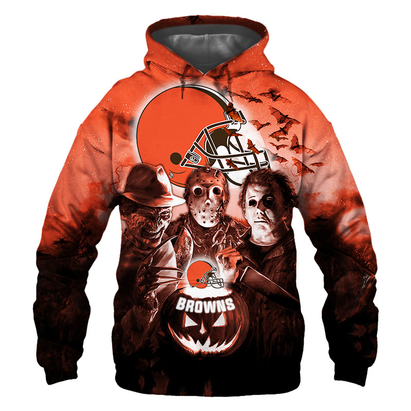Cleveland Browns Halloween Horror Night All Over Print 3D Hoodie Gifts For Fans