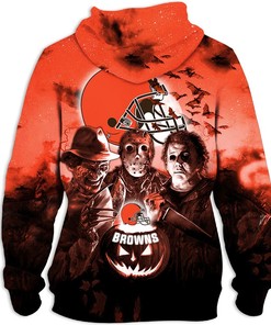 Cleveland Browns Halloween Horror Night All Over Print 3D Hoodie Gifts For Fans