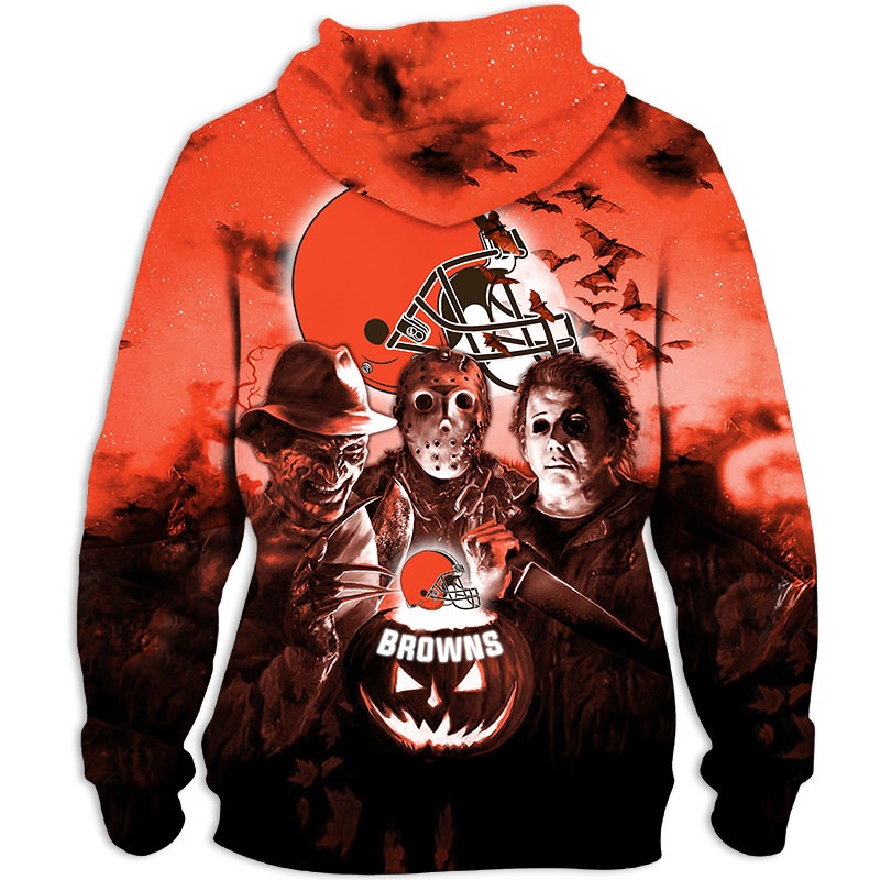 Cleveland Browns Halloween Horror Night All Over Print 3D Hoodie Gifts For Fans