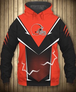 Cleveland Browns Lightning Graphic All Over Print Hoodie Gifts For Fans