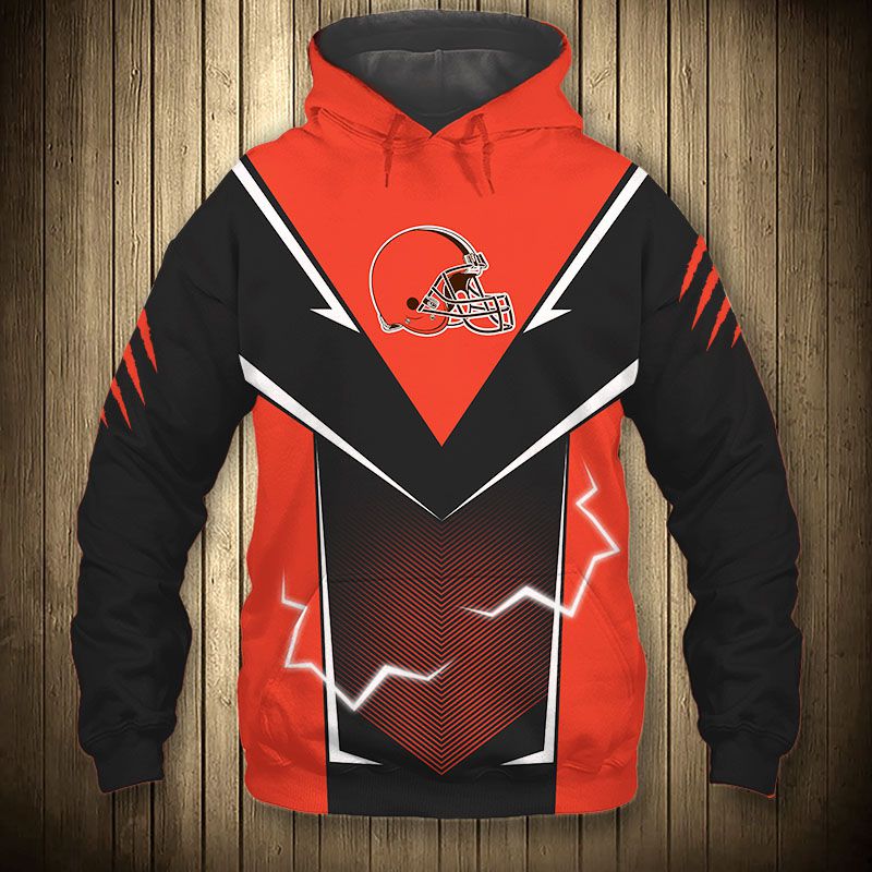 Cleveland Browns Lightning Graphic All Over Print Hoodie Gifts For Fans