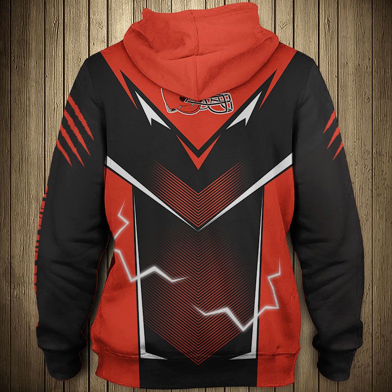 Cleveland Browns Lightning Graphic All Over Print Hoodie Gifts For Fans
