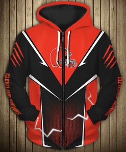 Cleveland Browns Lightning Graphic All Over Print Hoodie Gifts For Fans