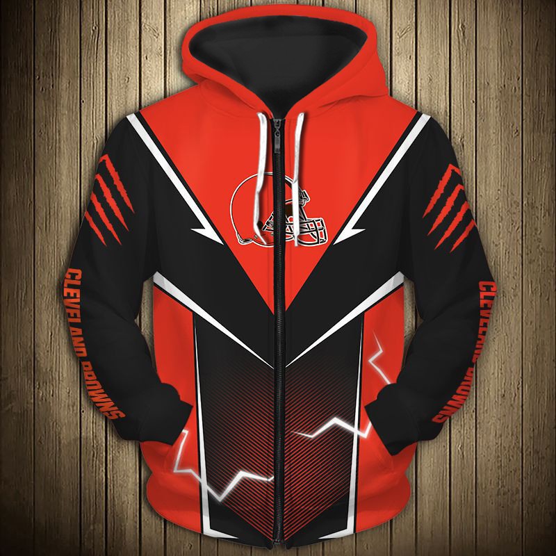 Cleveland Browns Lightning Graphic All Over Print Hoodie Gifts For Fans