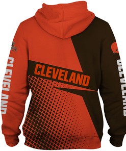 Cleveland Browns Long Sleeve All Over Print Zip Hoodie For Fans