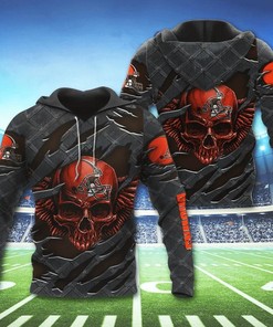 Cleveland Browns Skull 3D Hoodie Perfect Gift For Fans
