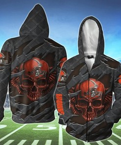 Cleveland Browns Skull 3D Hoodie Perfect Gift For Fans