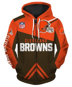 Cleveland Browns With Hooded All Over Print Zip Hoodie 3D Long Sleeve Gifts For Fans
