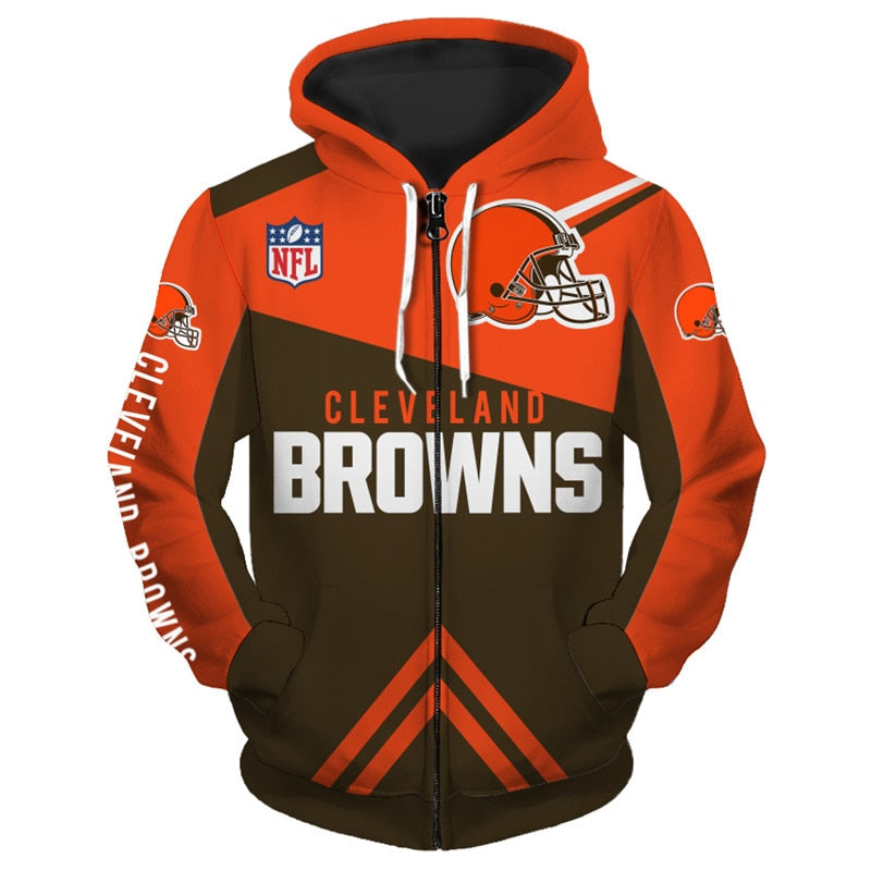 Cleveland Browns With Hooded All Over Print Zip Hoodie 3D Long Sleeve Gifts For Fans