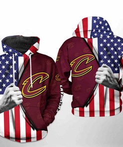 Cleveland Cavaliers Nba Us Flag 3D Hoodie - Represent Your Team