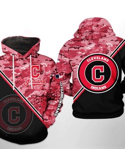 Cleveland Indians Mlb Camo Veteran 3D Hoodie - Support Your Team