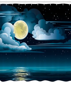 Clouds and Stars Night Shower Curtain for a Dreamy Bathroom