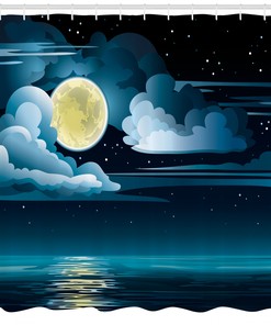Clouds and Stars Night Shower Curtain for a Dreamy Bathroom