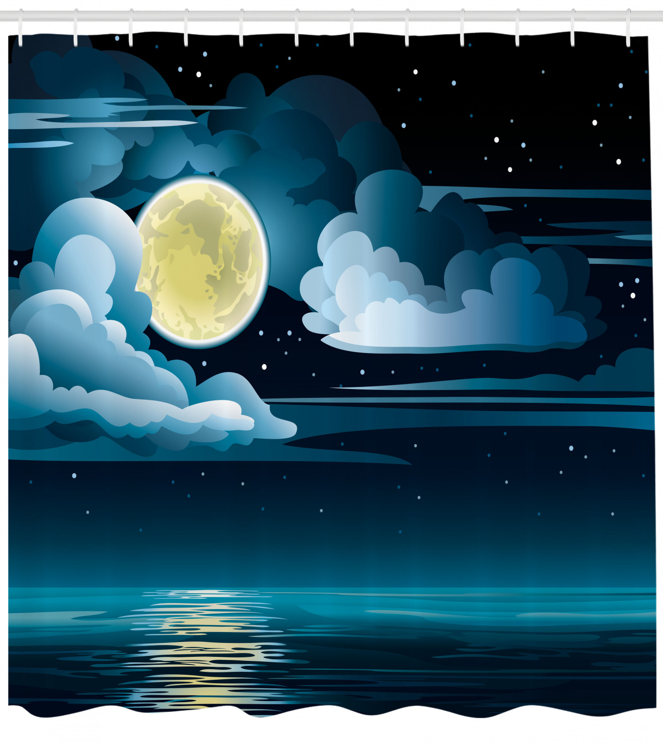 Clouds and Stars Night Shower Curtain for a Dreamy Bathroom