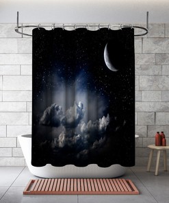 Clouds and Stars with the Moon Night Shower Curtain for a Dreamy Bathroom