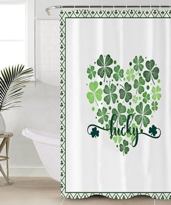Clover Love Heart Lucky Shower Curtain for a Cute and Romantic St Patrick's Day Bathroom