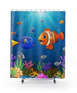 Cluttered Unicorn Illustrated Shower Curtain For Fantasy Inspired Bathroom Decor