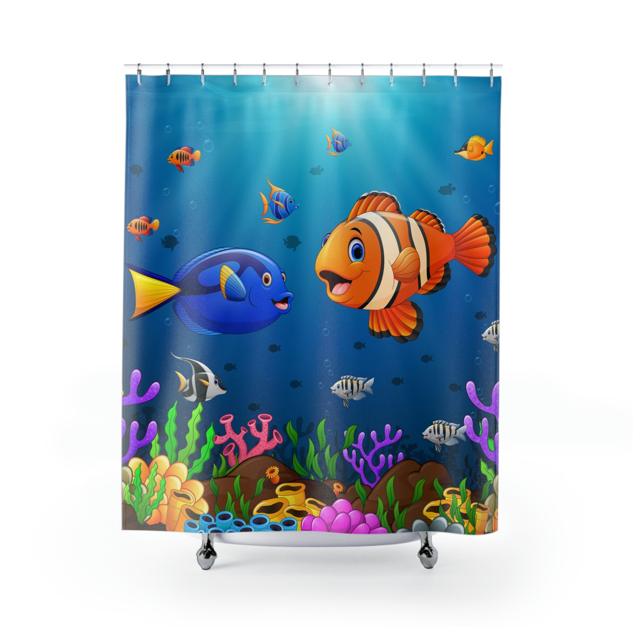 Cluttered Unicorn Illustrated Shower Curtain For Fantasy Inspired Bathroom Decor