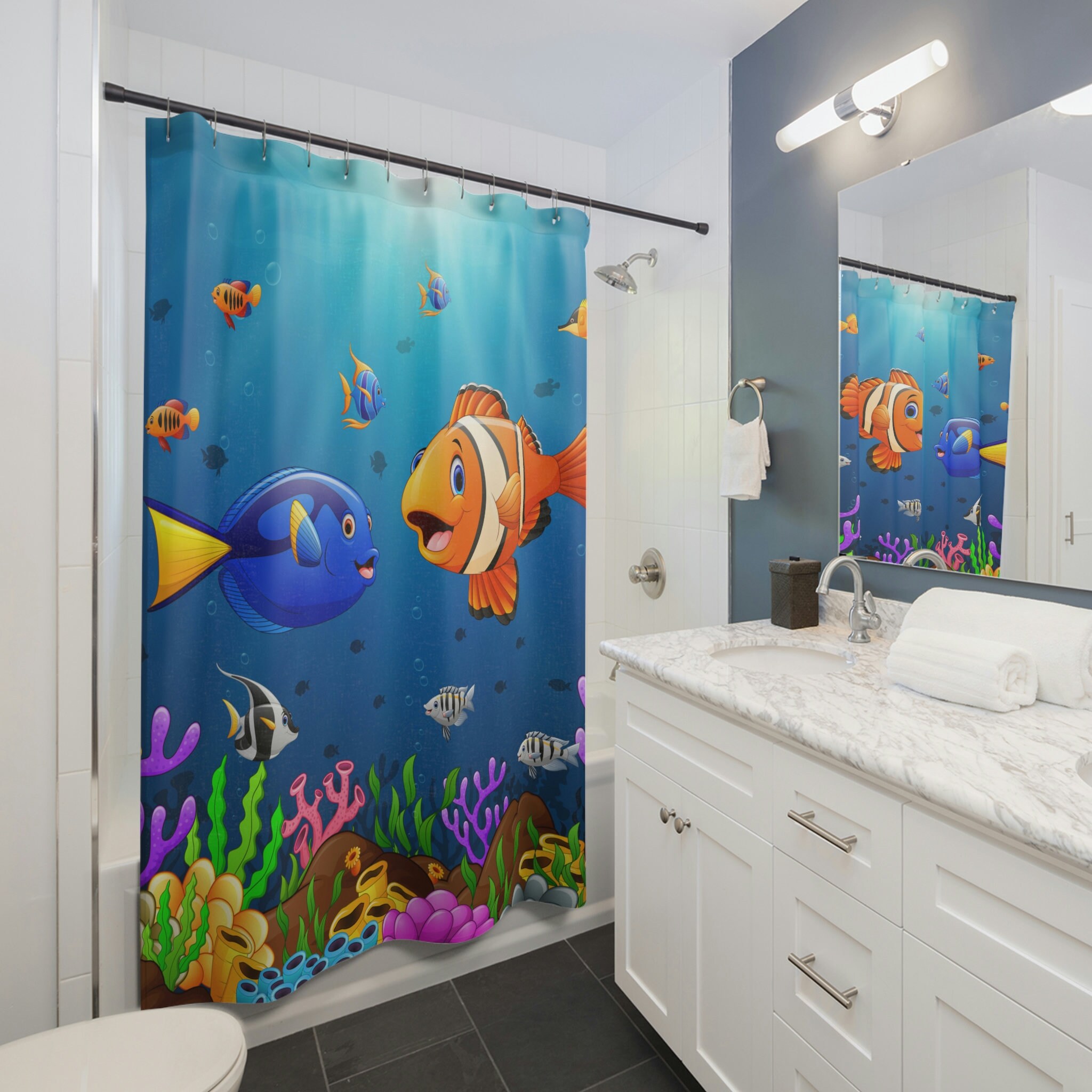 Cluttered Unicorn Illustrated Shower Curtain For Fantasy Inspired Bathroom Decor - Image 2