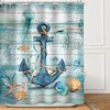 Coastal Anchor Shower Curtain - Beach Theme with Starfish, Seashell and Rustic Ocean Elements