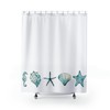 Coastal Bathroom Decor With Beachy Sea Shell And Ocean Print Shower Curtain