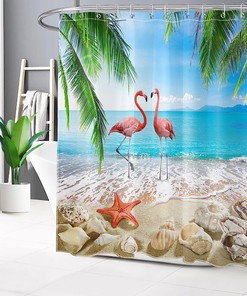 Coastal Bathroom Shower Curtain for Summer Ocean Beach Bathroom