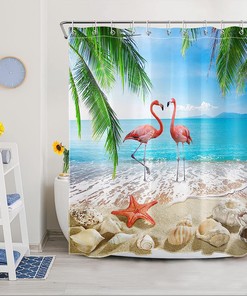 Coastal Bathroom Shower Curtain for Summer Ocean Beach Bathroom