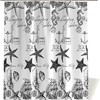 Coastal Beach Shower Curtain - Underwater World Nautical Sea Shells and Starfish Print Design