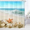 Coastal Beach Shower Curtain With Ocean Seashell And Starfish Design, Bathroom Decor