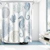 Coastal Beach Theme Shower Curtain With Seahorse, Coral, And Seashell Design For Nautical Bathroom Decor