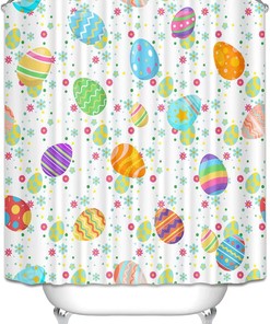 Coastal Beach Theme Shower Curtain With Seahorse, Coral Nautical Bathroom Decor